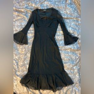 Betsey Johnson Black Long-sleeve Cocktail dress with Lace (Medium, tight fitted)
